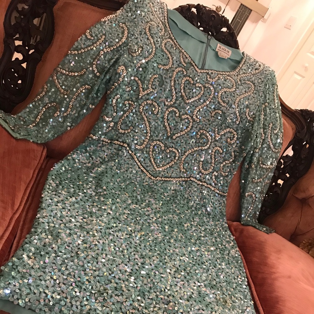 Black Tie Sequined  Dress - Size 14